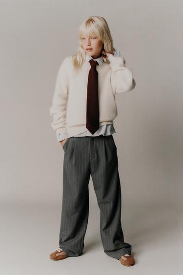 PANTALON CEINTURE RAYURE BANQUIER - Gris anthracite de Zara - Image 4