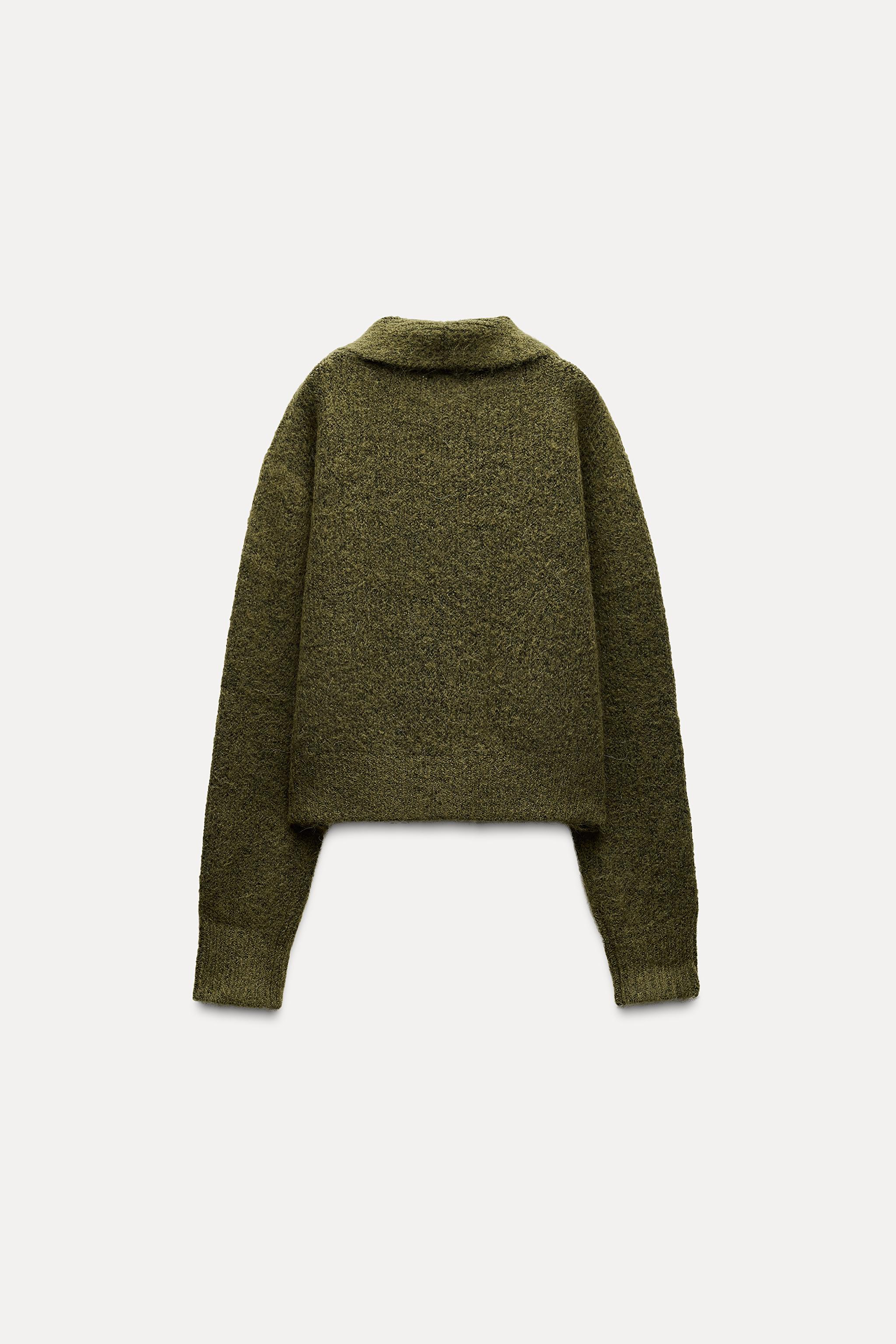 ニットラップカーディガン - ミディアムグリーン | ZARA Japan
