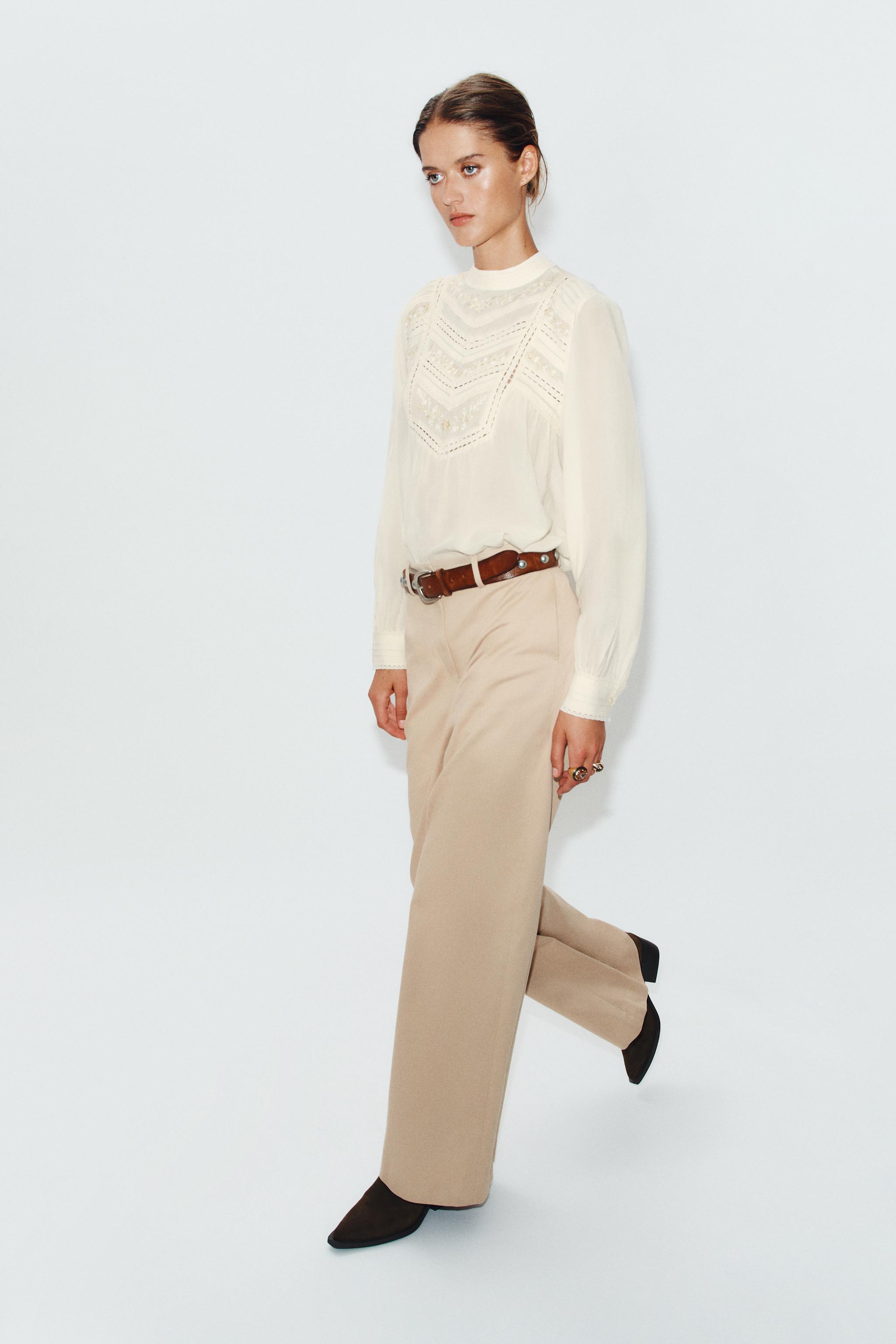 Zara Çiçek İşlemeli Romantik Bluz görsel 6