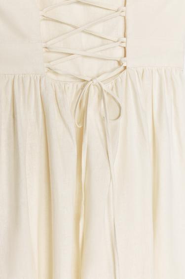 BEADED STRAPPY LINEN BLEND MIDI DRESS - Ecru by Zara - Image 10