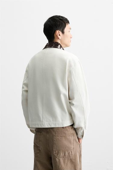 VESTE EN DENIM À COL IMPRIMÉ ANIMAL - Blanc de Zara - Image 2