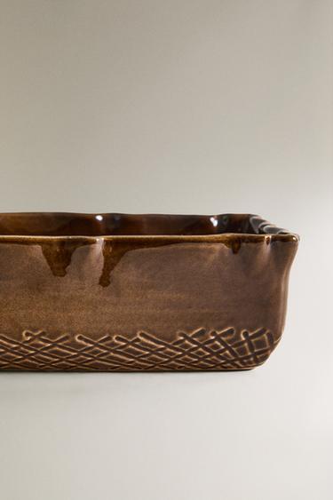 TEXTURED STONEWARE OVEN SERVING DISH - Dark brown by Zara - Image 3