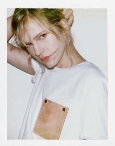 Zara CONTRAST POCKET T-SHIRT - White