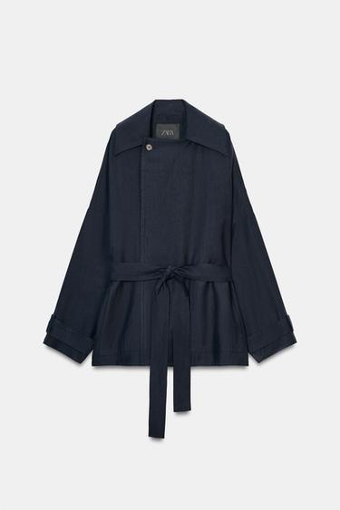 ZW COLLECTION SHORT FLOWING TRENCH COAT - Navy blue by Zara - Image 5