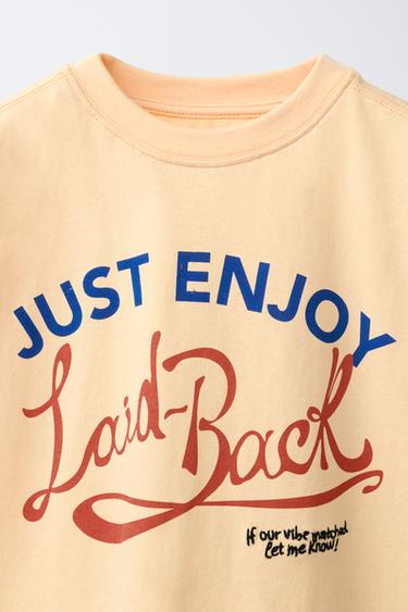 SLOGAN PRINT T-SHIRT - Light orange by Zara - Image 2
