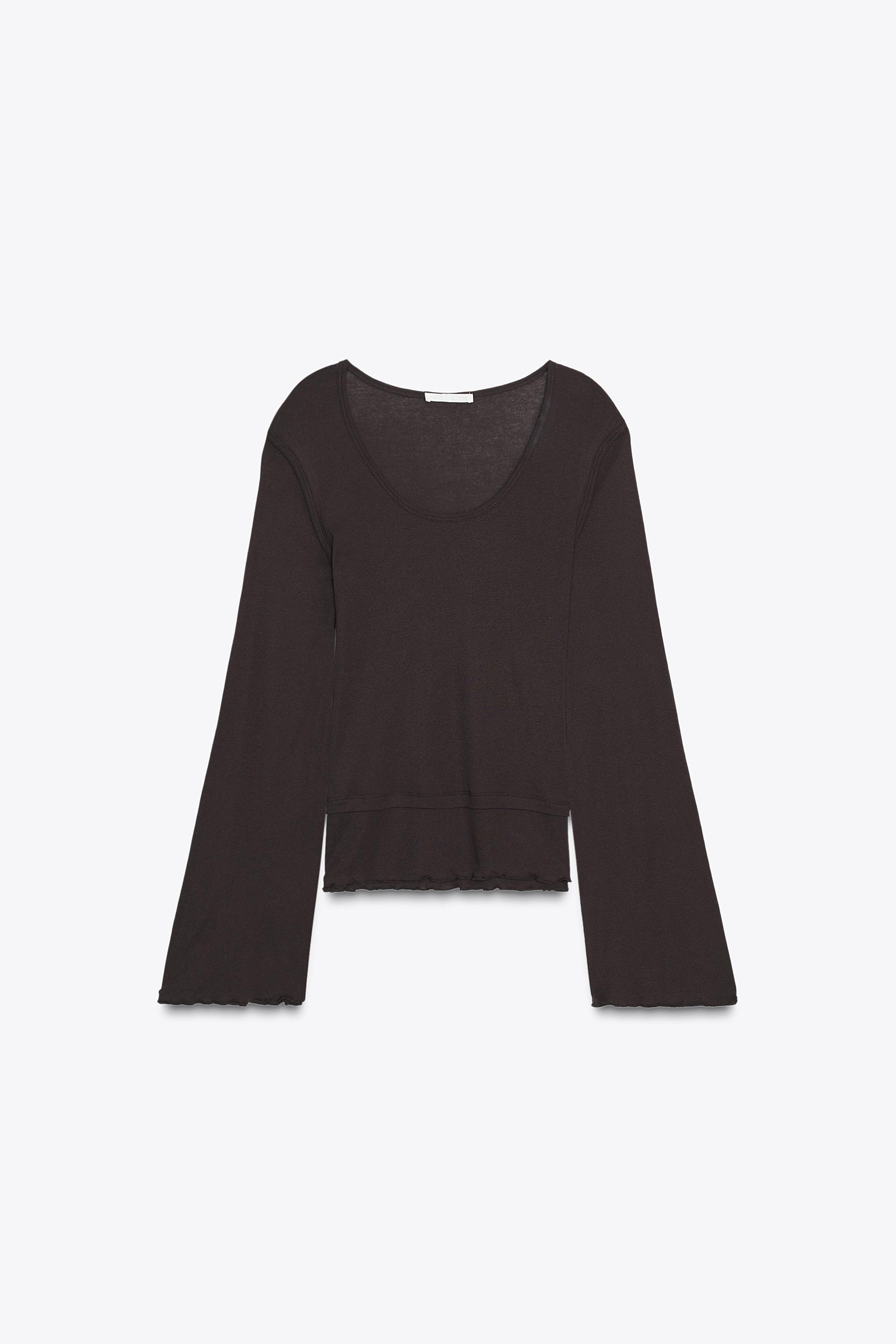 新品☆ZARA ザラ ボリューム長袖スリーブTシャツ ブラック ZARA - 新品☆ZARA ザラ ボリューム長袖スリーブTシャツの通販