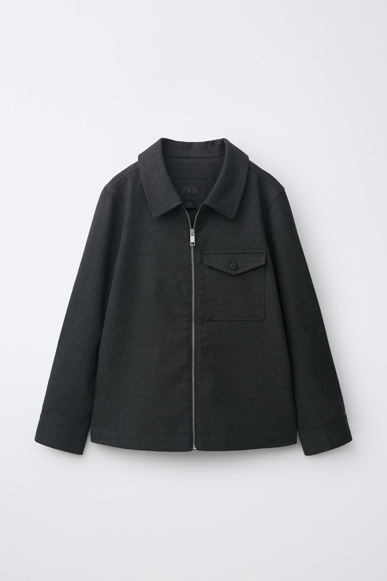 ZIP-UP OVERSHIRT — Dark gray