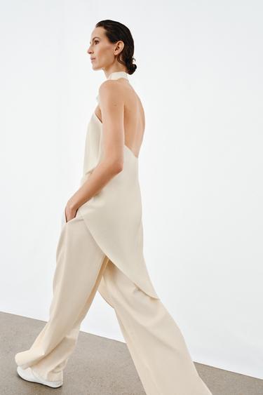 PANTALON WIDE LEG PLIS ZW COLLECTION - Écru de Zara