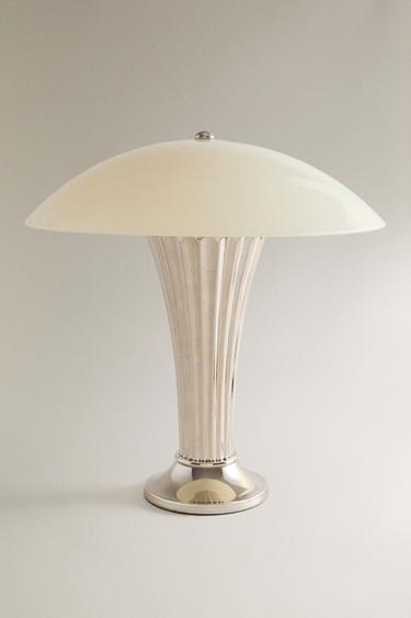 ŽELEZNÁ A SKLENĚNÁ STOLNÍ LAMPA - Stříbrná od Zara - Obrázek 0