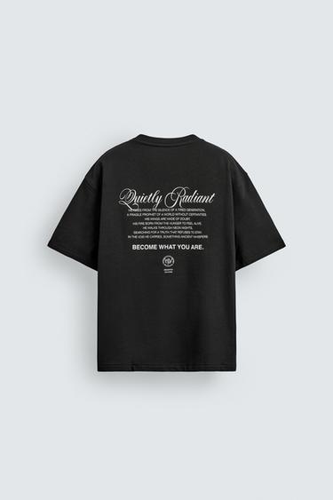 T-SHIRT À INSCRIPTIONS IMPRIMÉES - Noir de Zara - Image 8