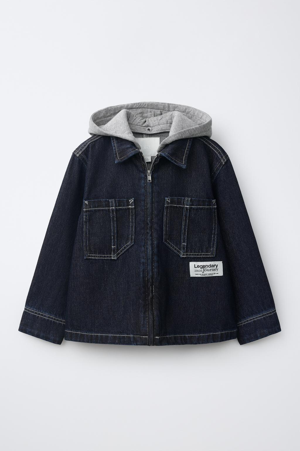 Zara Denim üst köynək çıxarıla bilən başlıqlı flis