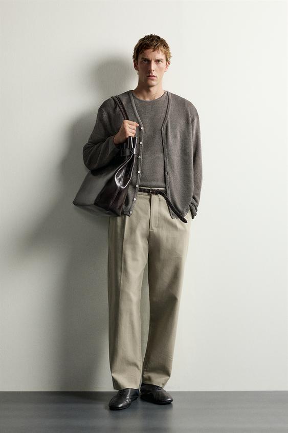CÁRDIGAN RELAXED FIT - Gris / Tostado de Zara - Imagen 0