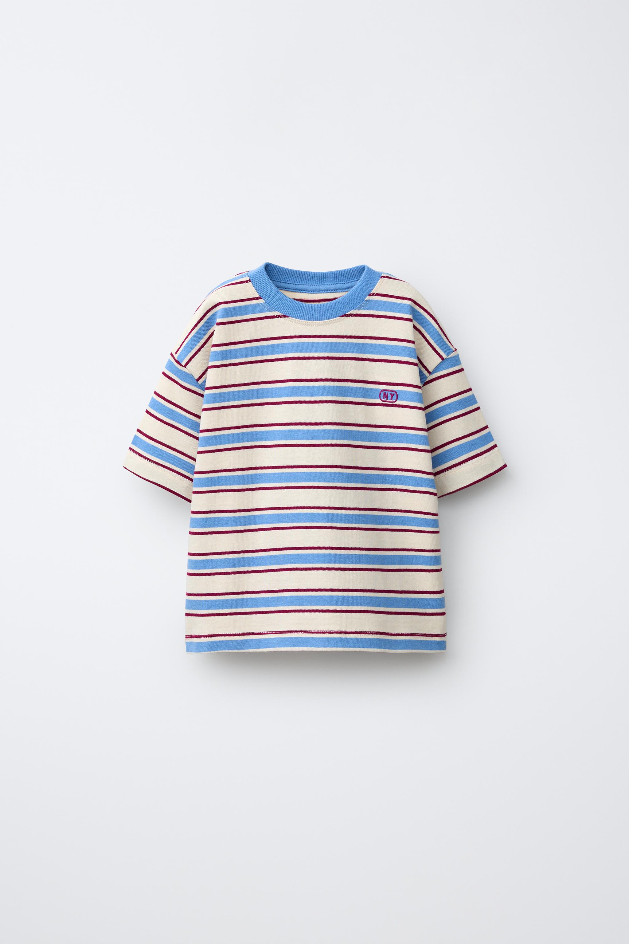 T-SHIRT À RAYURES ET LOGO BRODÉ