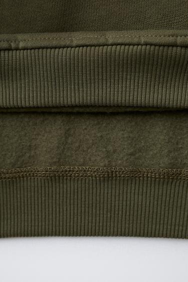 COLOUR BLOCK HOODIE WITH SLOGAN PRINT - Khaki by Zara - Image 3