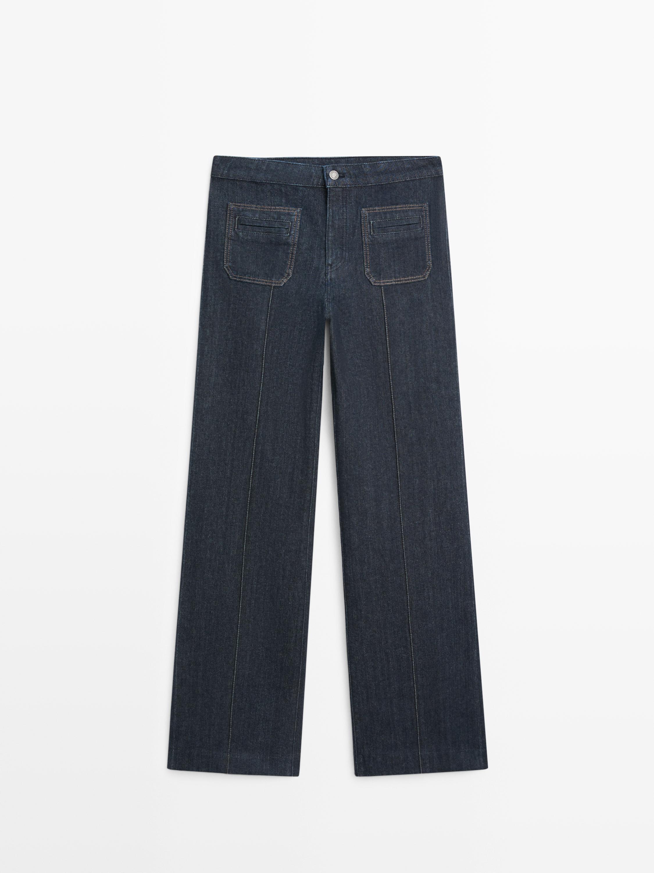 Flare fit high-waist jeans with pockets