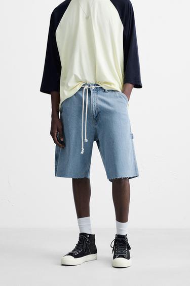 CARPENTER POCKET DENIM BERMUDA SHORTS - Light blue by Zara