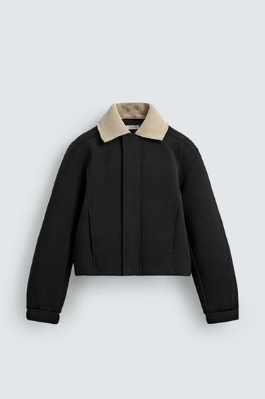 BLOUSON TECHNIQUE COL EN CONTRASTE - Noir de Zara