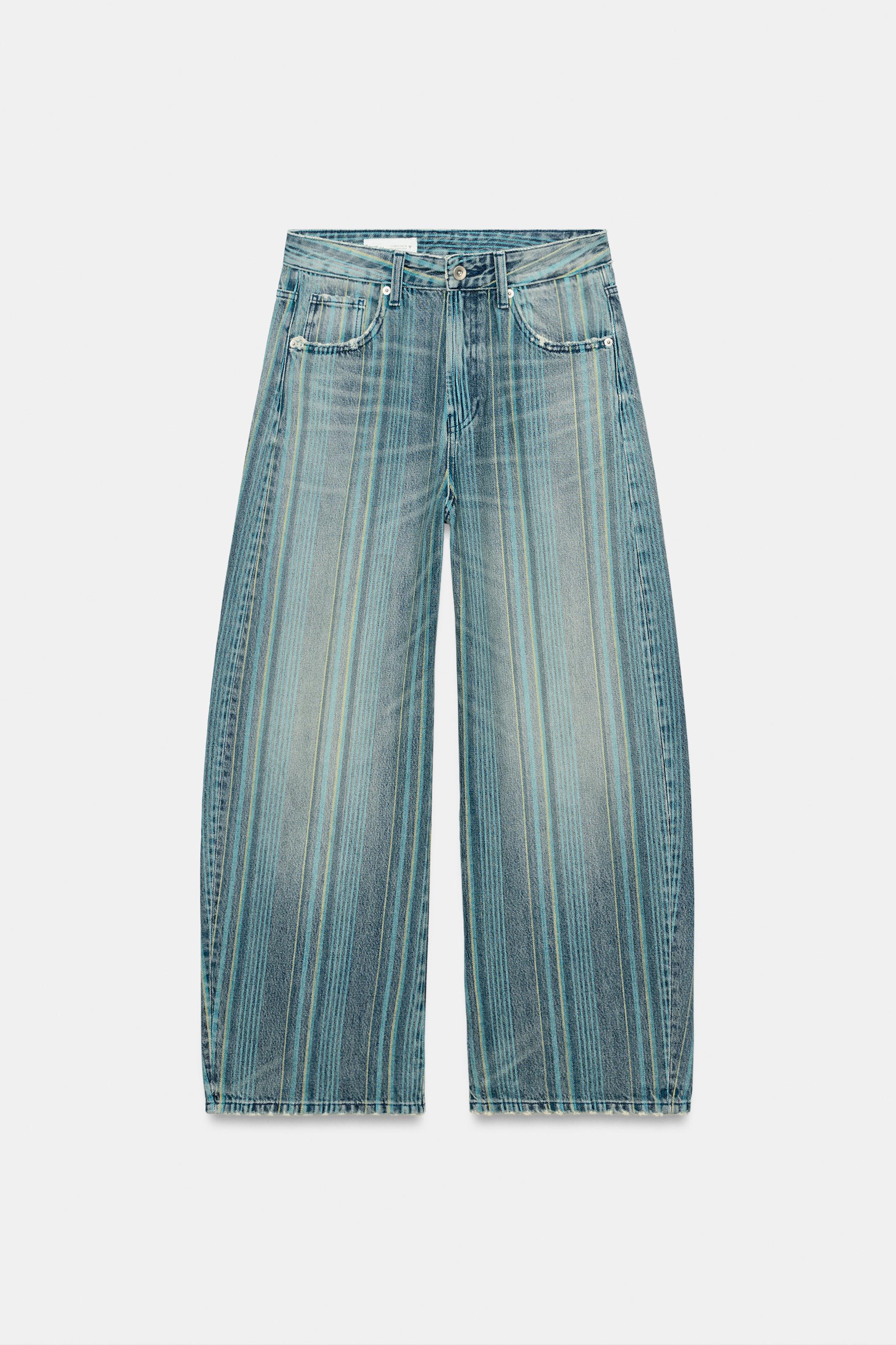 Zara FRUIT OF THE LOOM™ ÇİZGİLİ BAGGY JEAN görsel 3