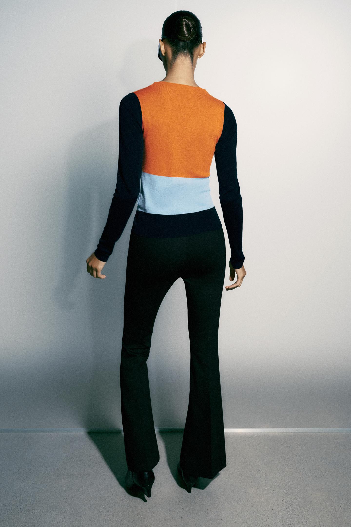 Женский топ Zara Color Block Fine Knit Top, цвет: Разноцветный — фото 5