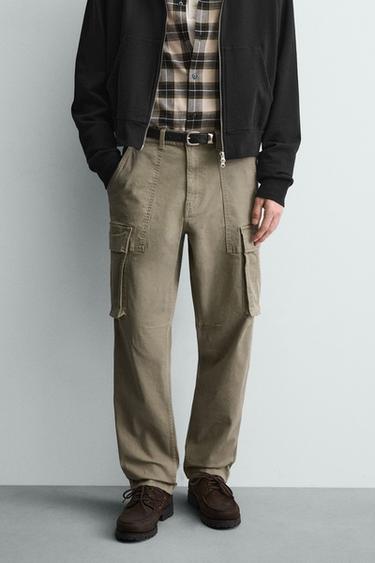 Zaras CARGOBYXA RELAXED FIT - Ljus khaki