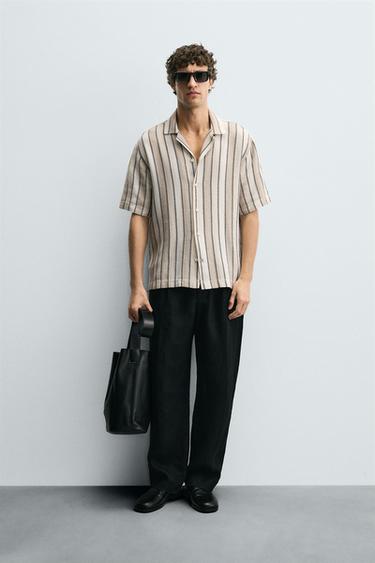 Zara GEOMETRIC JACQUARD SHIRT - Beige