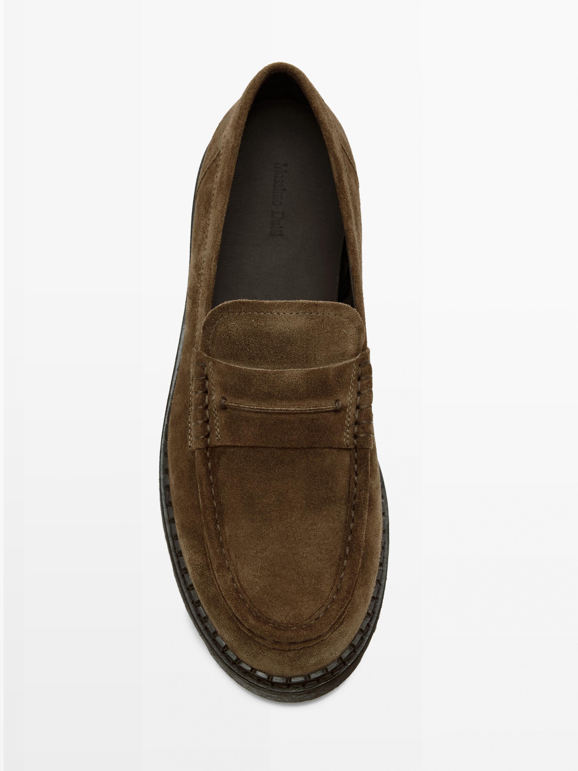 Leather track-sole loafers with penny strap