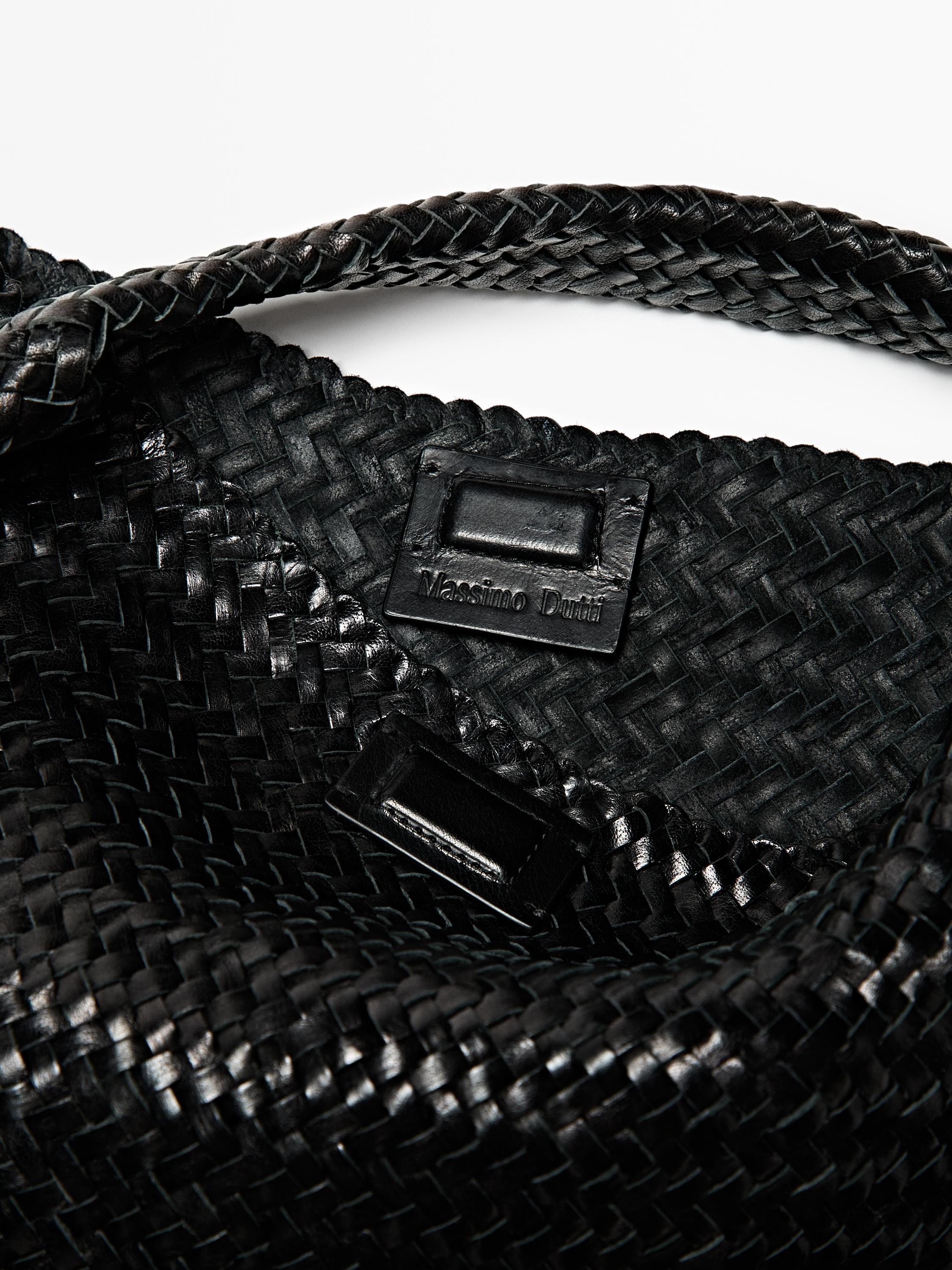 Braided nappa leather shopper bag