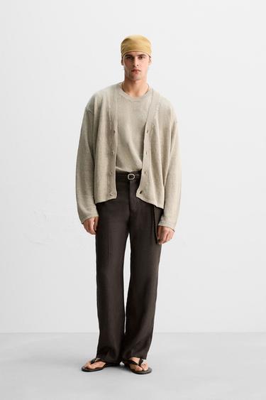 Zara 100% 亞麻限量版開襟衫 - 淺米色