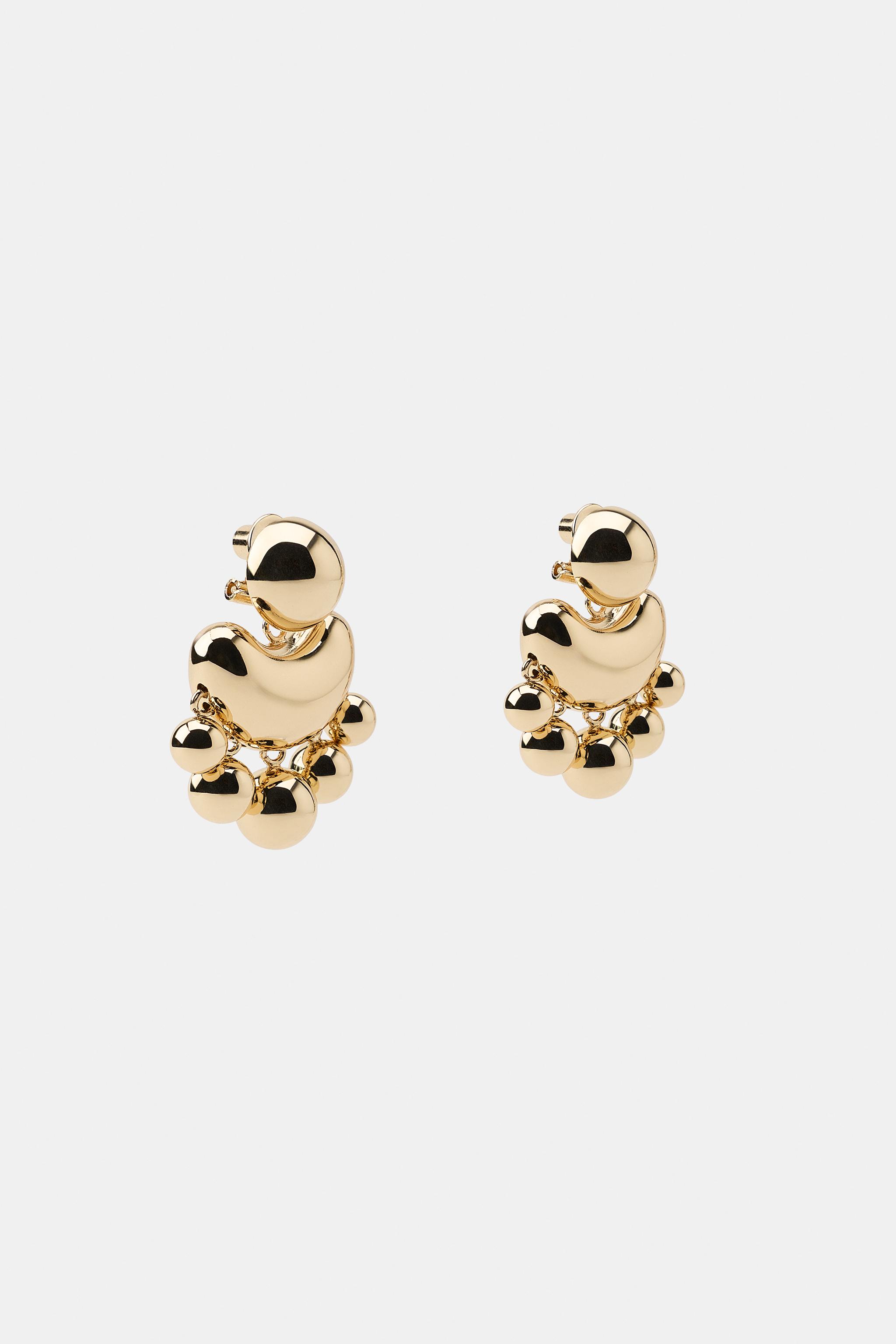 Женские аксессуары Zara METAL EARRINGS WITH EMBOSSED PIECES — фото 3