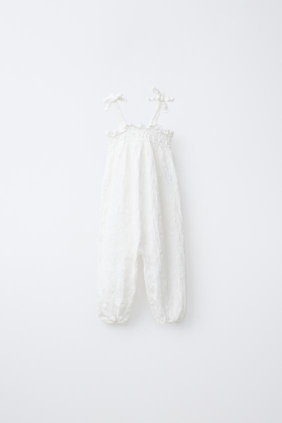 COMBINED EMBROIDERED DUNGAREES - White by Zara - Image 0