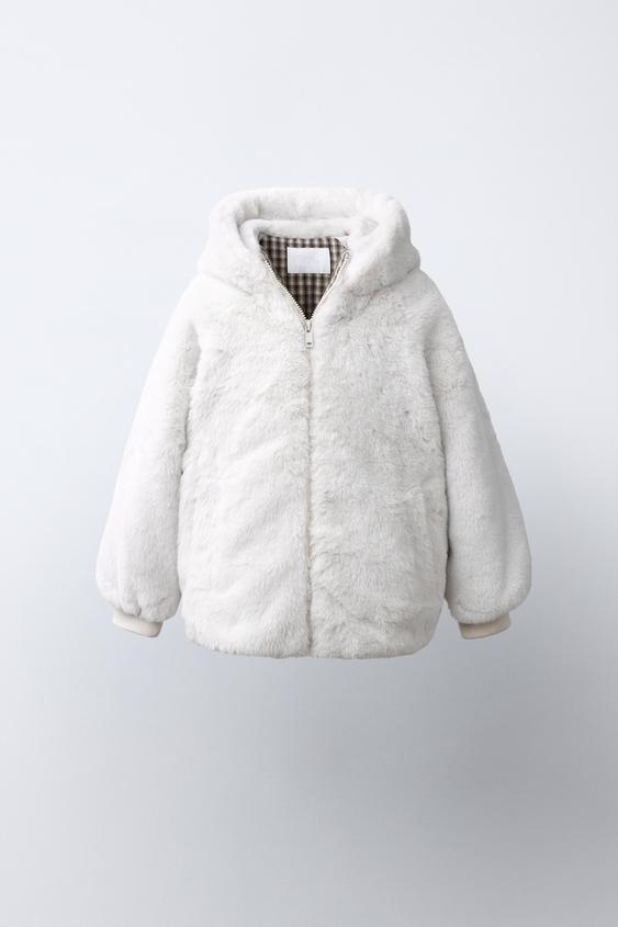 BLOUSON CAPUCHE EFFET FOURRURE - Écru de Zara - Image 0