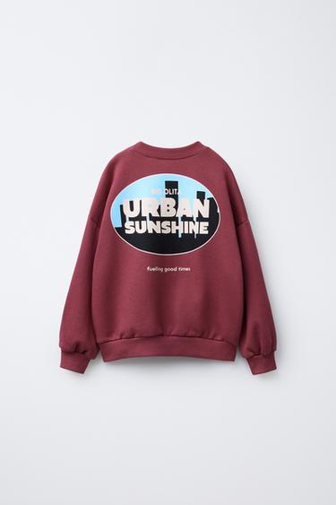 LOGO PRINT SWEATSHIRT - Burgundy by Zara - Image 1