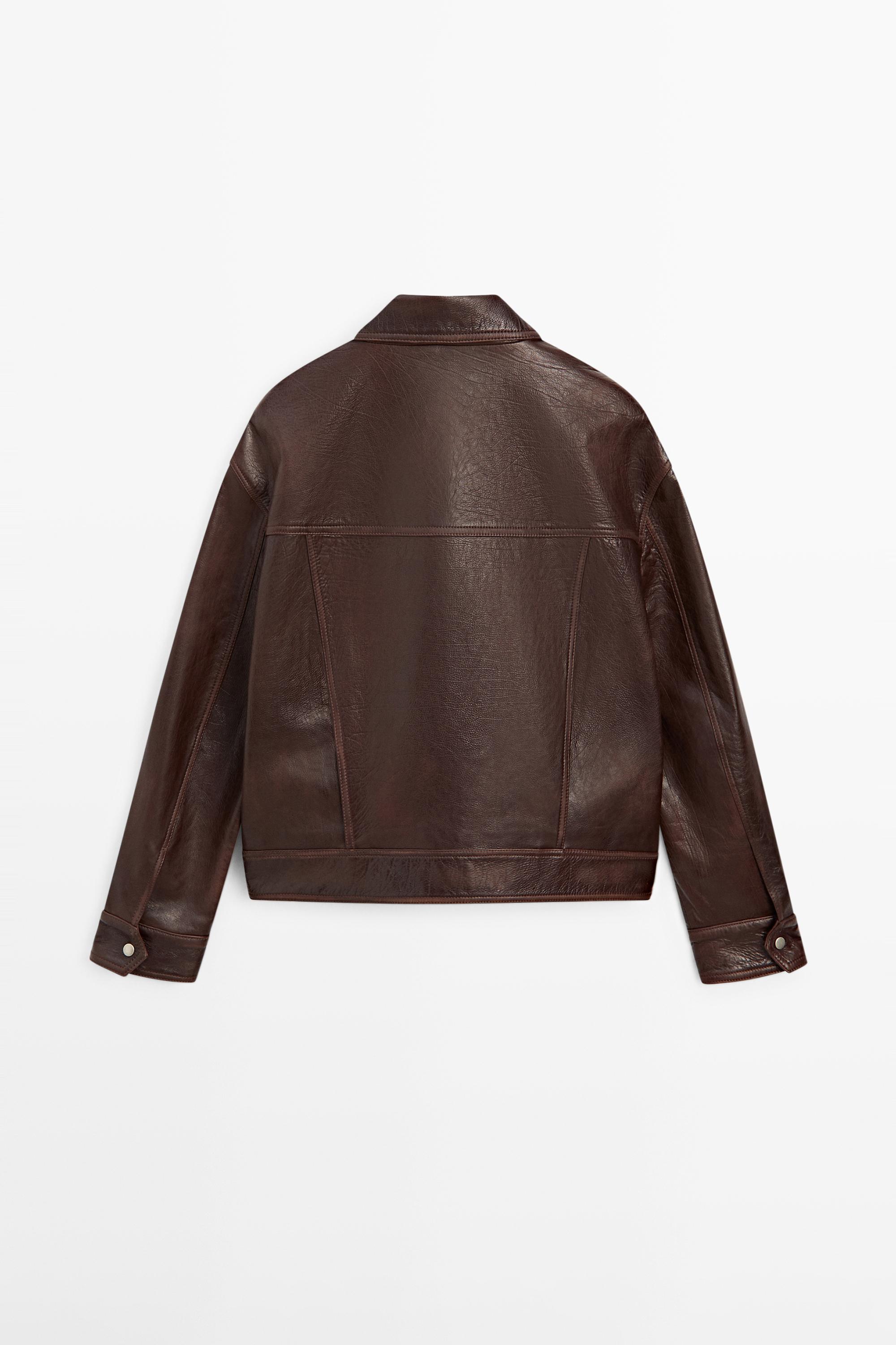 Pleated-detail Nappa leather jacket