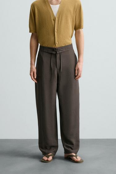 LOOSE-FIITING DRAWSTRING TROUSERS - Chocolate by Zara