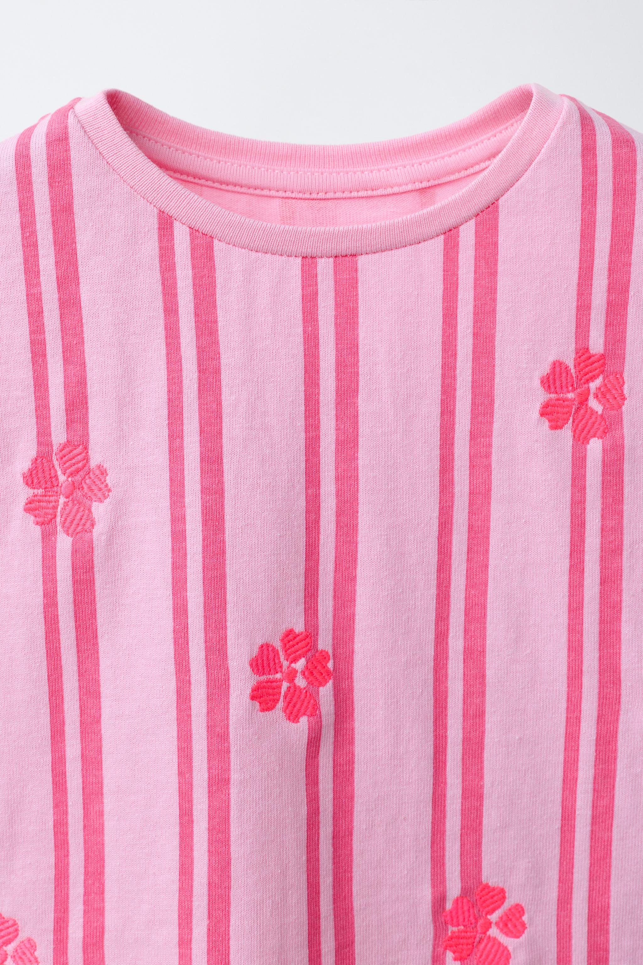 EMBROIDERED FRUIT STRIPED T-SHIRT AND BERMUDA SET