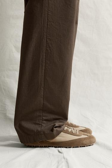 RETRO LEATHER TRAINERS - Sand Brown by Zara - Image 0