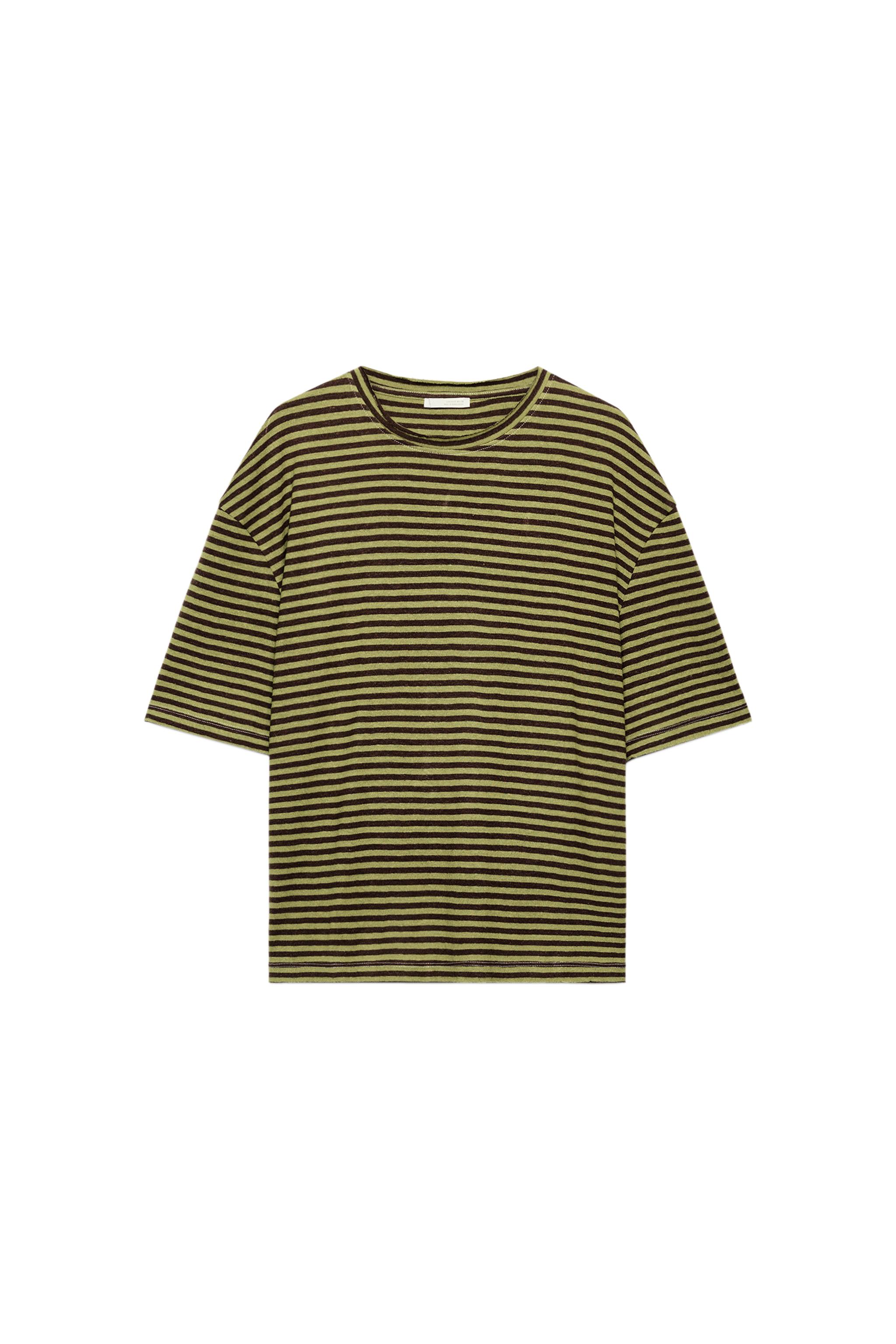 ラスティックストライプTシャツ - ブラウン/グリーン | ZARA Japan / 日本