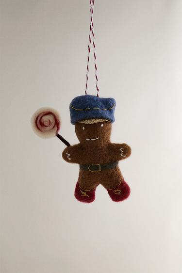 Zara FELT GINGERBREAD COOKIE CHRISTMAS TREE ORNAMENT - Brown - Image 0