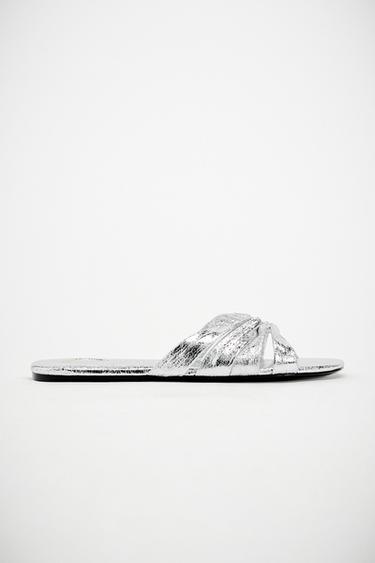 METALLIC KNOT SANDALS - Silver by Zara