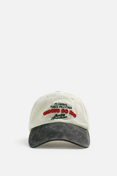 CONTRAST EMBROIDERY CAP - Ecru by Zara - Image 4