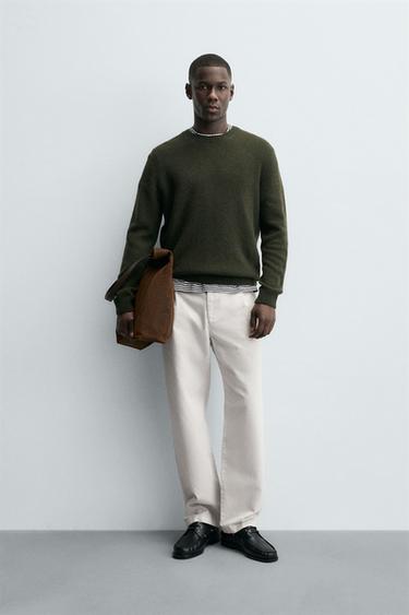 JERSEY REGULAR FIT MEZCLA LANA - Khaki de Zara