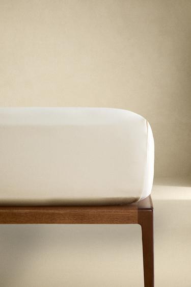 SATEEN FITTED SHEET | 40 CM HIGH (500 THREAD COUNT) - Ecru by Zara - Image 0