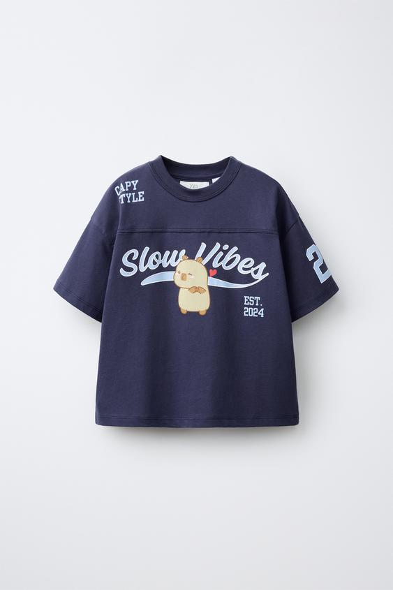CAMISETA ESTAMPADO CAPIBARA CAPYFUN © - Marino de Zara - Imagen 0