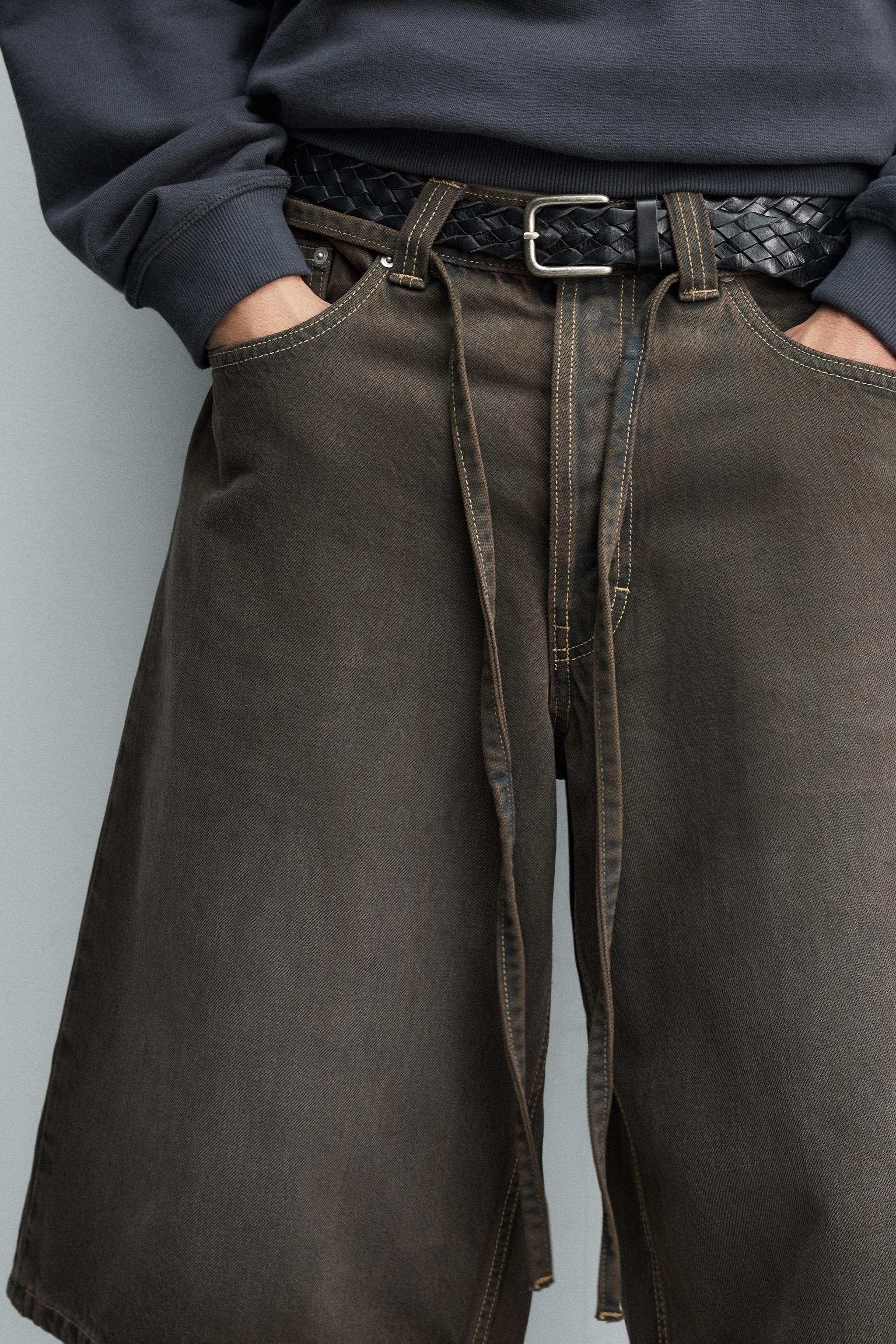 BELTED DENIM JORTS
