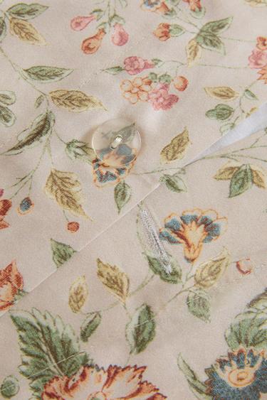 FLORAL SATEEN DUVET COVER (300 THREAD COUNT) - Light beige by Zara