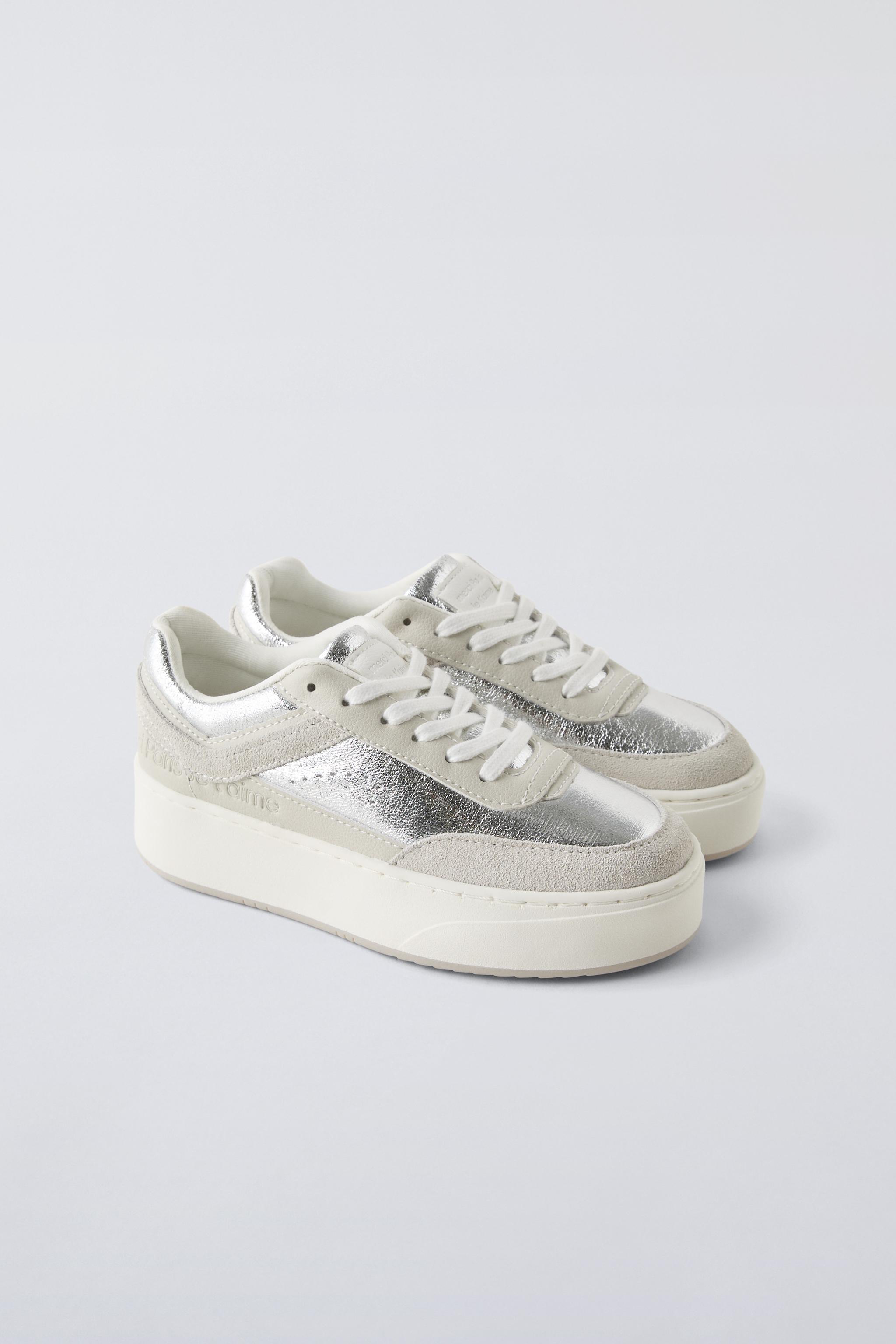 METALLIC CHUNKY SNEAKERS Silver ZARA United Kingdom