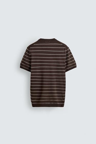 T-SHIRT EN MAILLE COUPE REGULAR - rayures de Zara - Image 6