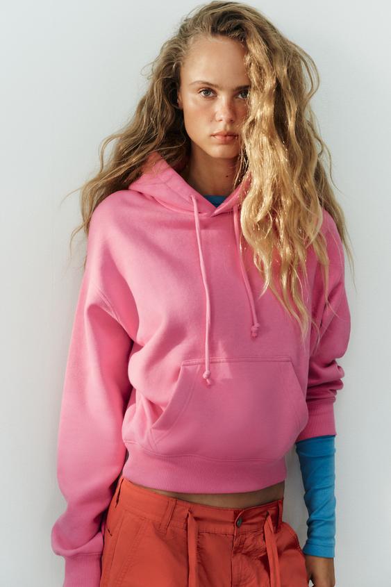 HOODIE WITH POCKET - Fuchsia by Zara - Image 1