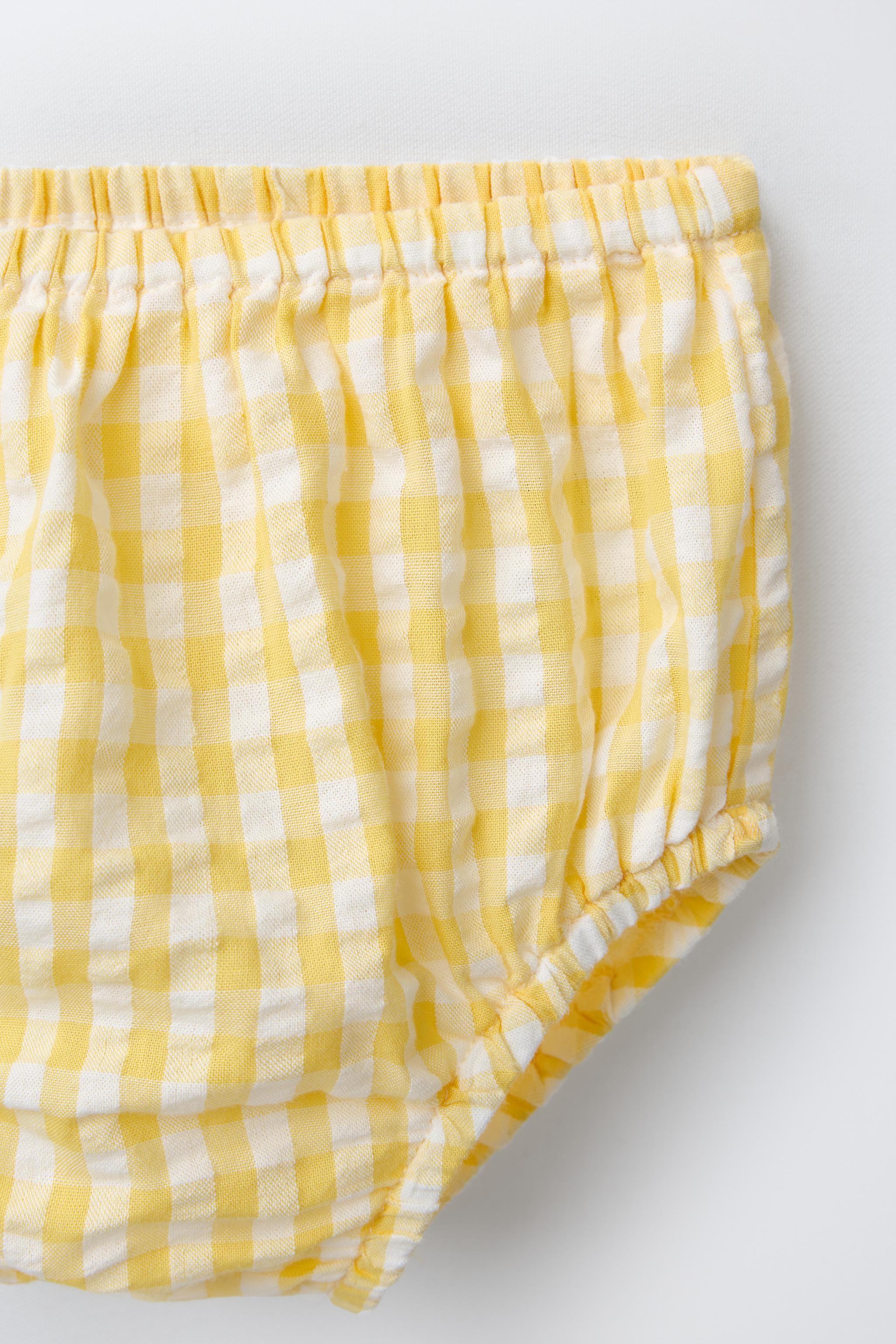 GINGHAM FLORAL DRESS AND PANTIES