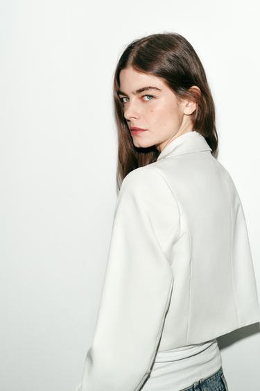 VESTE COURTE À POCHES - Écru de Zara - Image 6